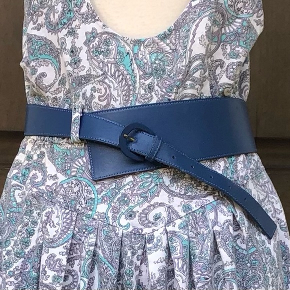 80’s Blue Leather Belt - Picture 1 of 10